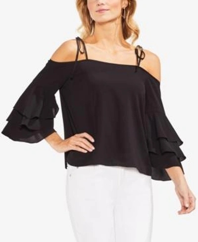 Shop Vince Camuto Off-the-shoulder Ruffle-sleeve Top In Rich Black