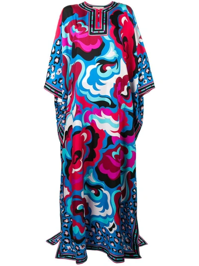 Shop Emilio Pucci Abstract Floral Kaftan Dress - Multicolour