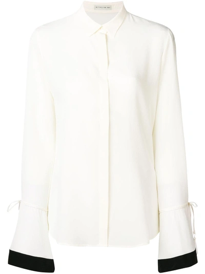 Shop Etro Contrasting Flared Cuff Shirt In White
