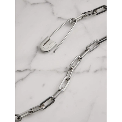 Shop Burberry Kilt Pin Palladium-plated Long Link Drop Necklace In Palladio