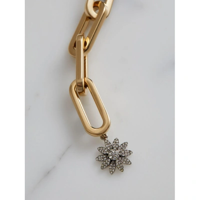 Shop Burberry Crystal Daisy Kilt Pin Gold-plated Link Drop Necklace In Light Gold