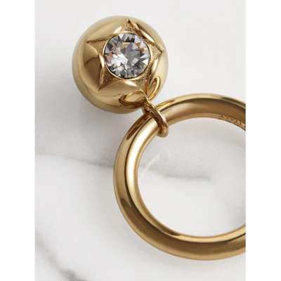 Shop Burberry Crystal Charm Gold-plated Ring In Light Gold/crystal