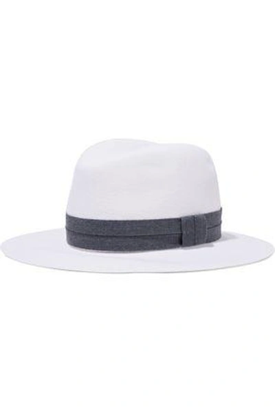 Shop Rag & Bone Woman Canvas-trimmed Wool-felt Fedora Ivory