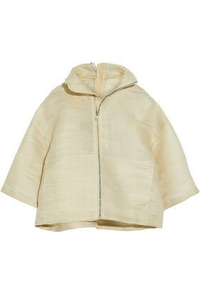 Shop Rick Owens Woman Coated Woven Calf Hair-blend Jacket Beige