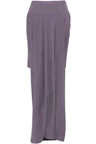 Shop Rick Owens Woman Layered Rib-paneled Crepe De Chine Shorts Lilac