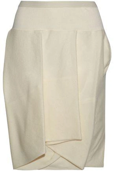 Shop Rick Owens Woman Layered Silk And Wool-blend Shorts Off-white