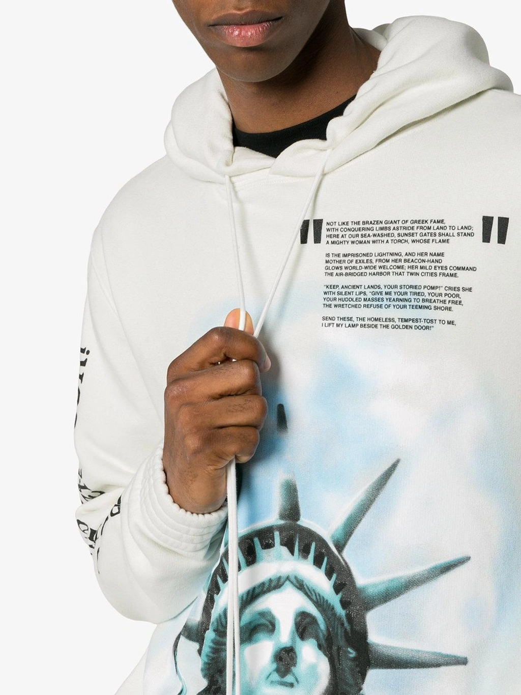 Off white hoodie statue of liberty hot sale