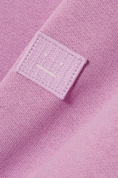 Shop Acne Studios Fairview Face Appliquéd Cotton-jersey Sweatshirt In Lilac
