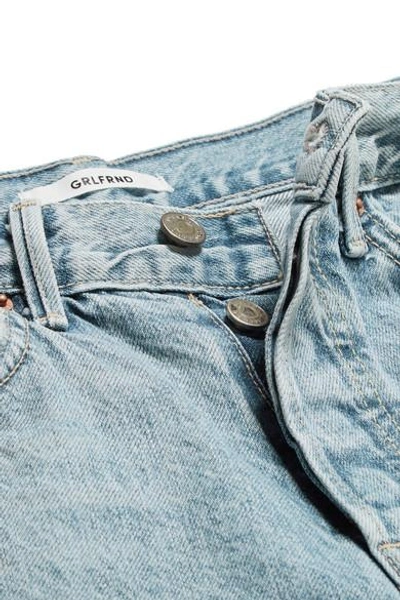 Shop Grlfrnd Helena Distressed High-rise Straight-leg Jeans In Light Denim