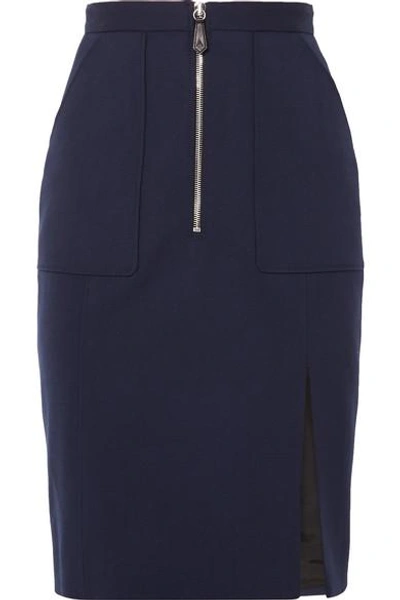 Shop Altuzarra Pollard Wool-blend Pencil Skirt In Navy
