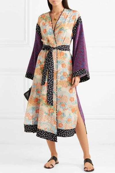 Shop Elizabeth And James Shawna Printed Silk Kimono In Beige