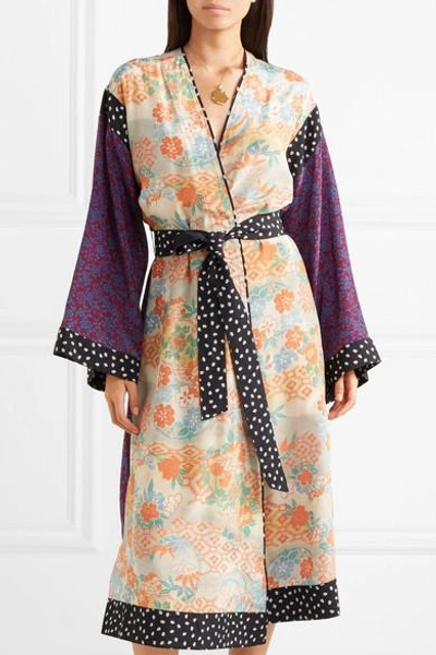 Shop Elizabeth And James Shawna Printed Silk Kimono In Beige