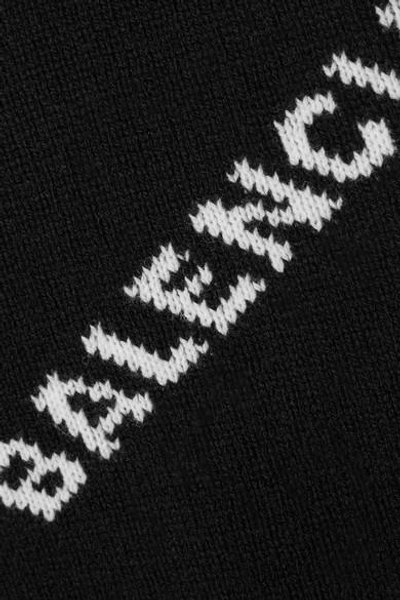 Shop Balenciaga Oversized Intarsia Wool-blend Sweater In Black
