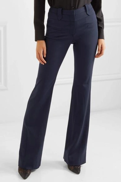 Shop Altuzarra Serge Wool-blend Piqué Bootcut Pants In Navy