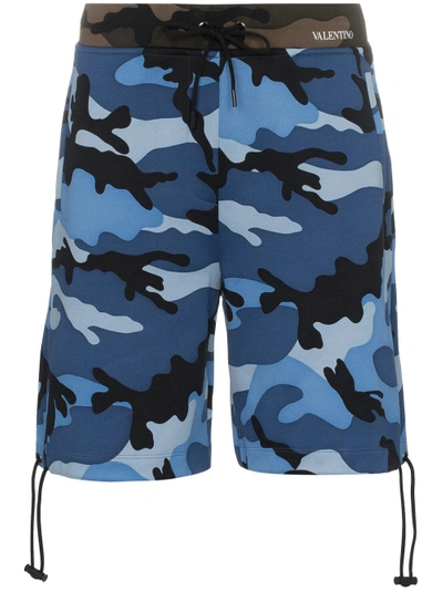 Shop Valentino Camoushuffle Shorts - Blue