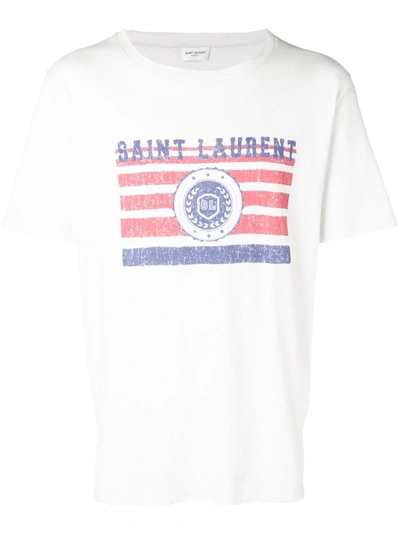 Shop Saint Laurent Distressed Logo Flag T-shirt