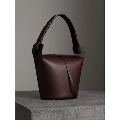 Shop Burberry The Medium Leather Bucket Bag In Deep Claret