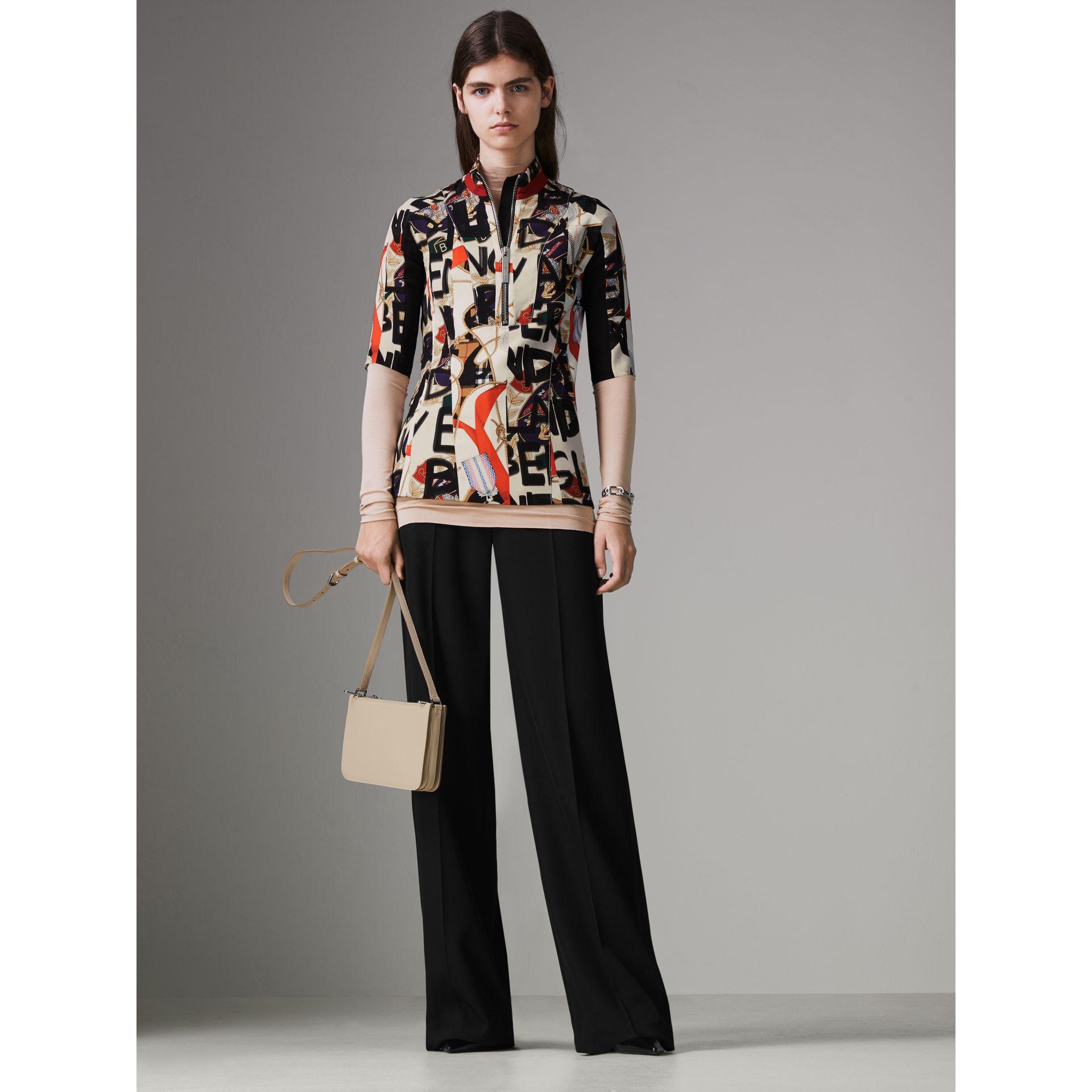 triple zip grainy leather crossbody bag