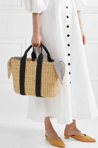 Shop Muun Caba Straw And Printed Cotton-canvas Tote In Beige