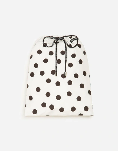 Shop Dolce & Gabbana Short Swimming Trunks With Dots Print And Pouch Bag In White