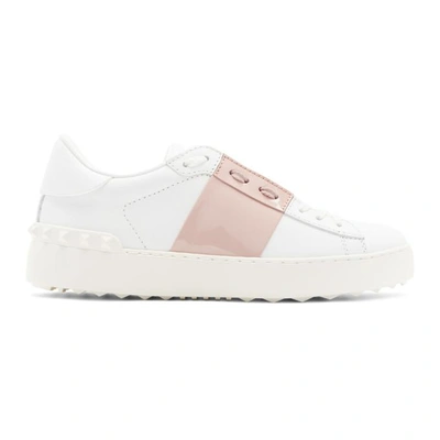 Shop Valentino White And Pink  Garavani Rockstud Open Sneakers In 834 Water R