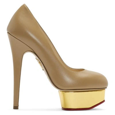 Shop Charlotte Olympia Tan Dolly Platform Heels In 8095 Blush