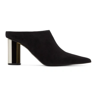 Shop Proenza Schouler Black Suede Mirror Mules