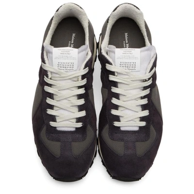 Shop Maison Margiela Navy & Grey Retro Runner Sneakers