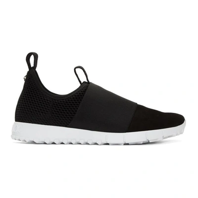 Shop Jimmy Choo Black Suede And Mesh Oakland Slip-on Sneakers In Blk/blk