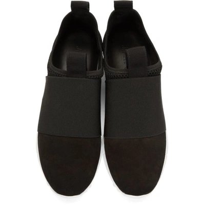 Shop Jimmy Choo Black Suede And Mesh Oakland Slip-on Sneakers In Blk/blk