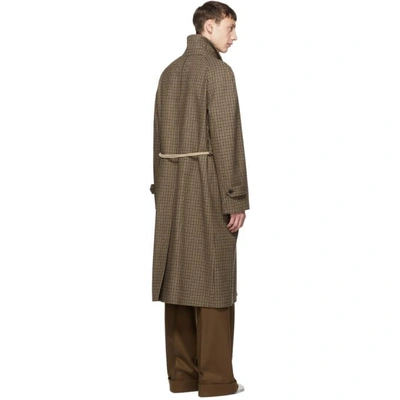 Shop Maison Margiela Brown Houndstooth Top Coat In 001f Walnut