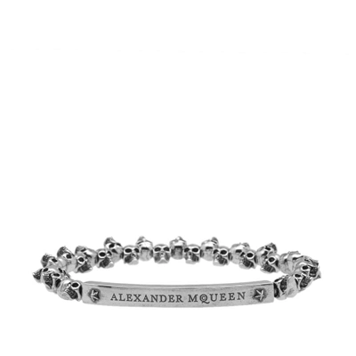 Shop Alexander Mcqueen Mini Skull Bracelet In Silver