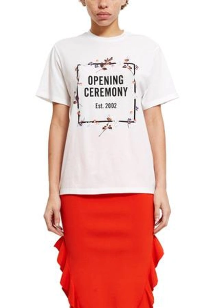 Shop Opening Ceremony O Box Logo Floral T-shirt In White