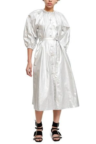 Shop Opening Ceremony Metallic Gathered Coat Dress In Silver