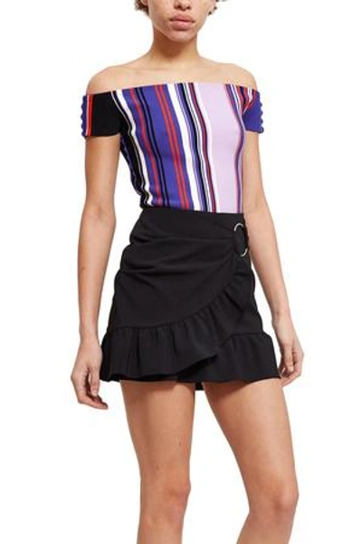Shop Opening Ceremony Striped Off-the-shoulder Top In Purple Sapphire Mult