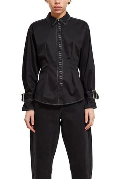 Shop Opening Ceremony Sateen Belt Cuff Button-down Shirt In Black