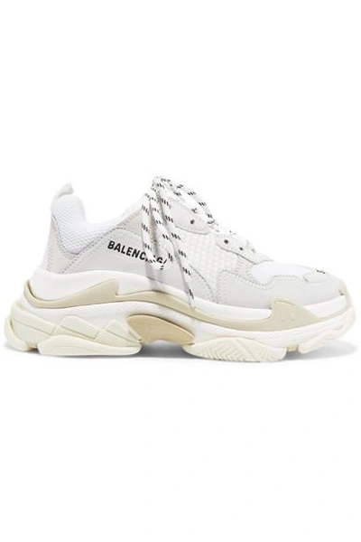 Shop Balenciaga Triple S Suede, Leather And Mesh Sneakers
