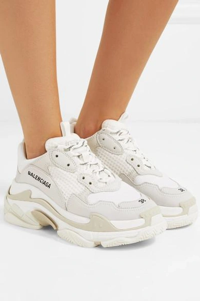 Shop Balenciaga Triple S Suede, Leather And Mesh Sneakers