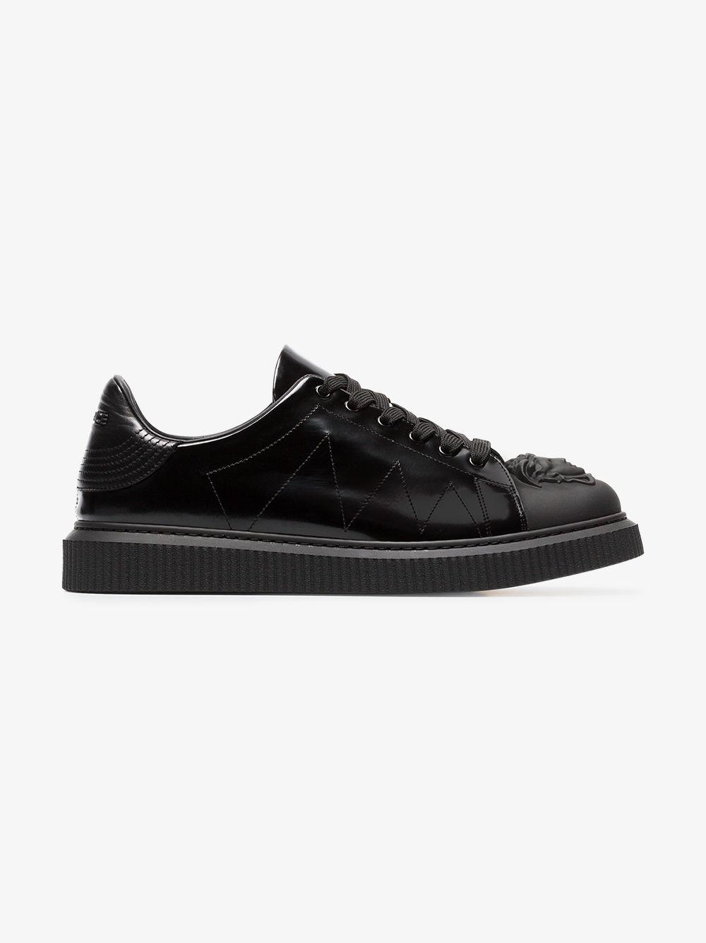 versace black leather sneakers