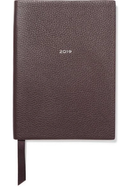 Shop Smythson Soho 2019 Textured-leather Diary In Burgundy