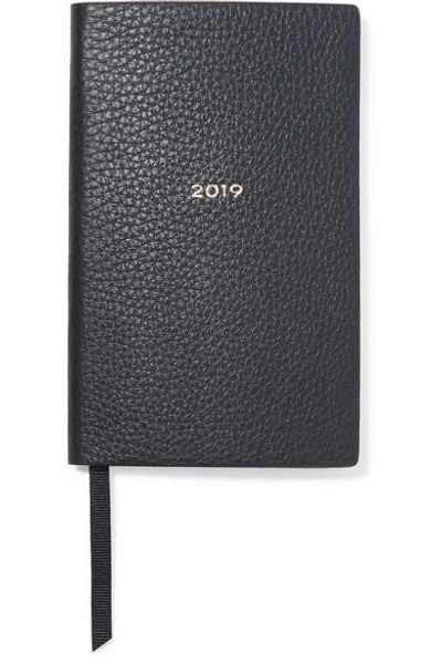Shop Smythson Panama Burlington 2019 Textured-leather Diary In Black