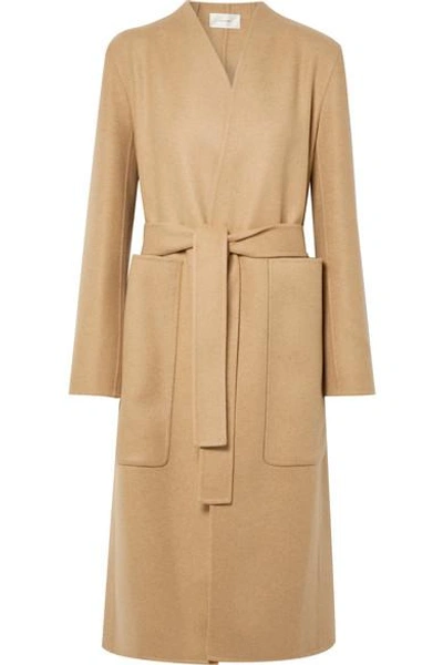 Shop The Row Paret Belted Wool And Cashmere-blend Coat In Sand
