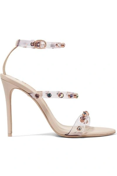 Shop Sophia Webster Rosalind Crystal-embellished Pvc And Leather Sandals In Neutral