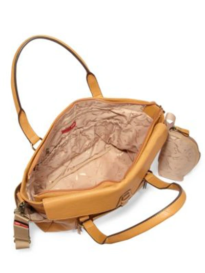 Shop Storksak Emma Leather Diaper Bag In Tan