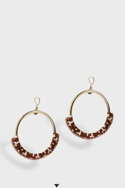 Shop Missoni Woven Large Hoops In Brown