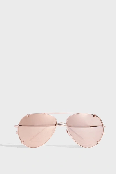 Shop Linda Farrow Luxe Aviator-style Rose Gold-tone Sunglasses