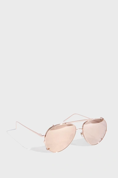 Shop Linda Farrow Luxe Aviator-style Rose Gold-tone Sunglasses