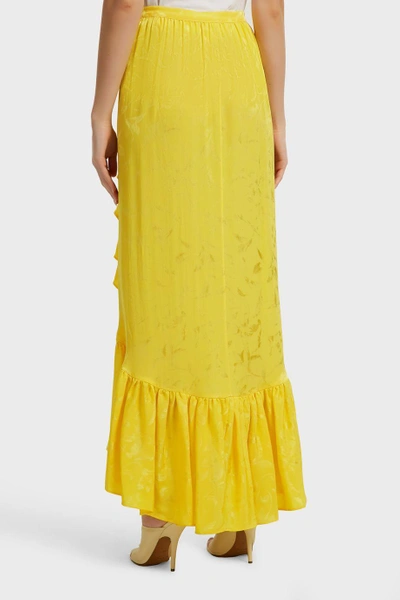 Shop Attico Ruffled Jacquard Skirt In Yellow