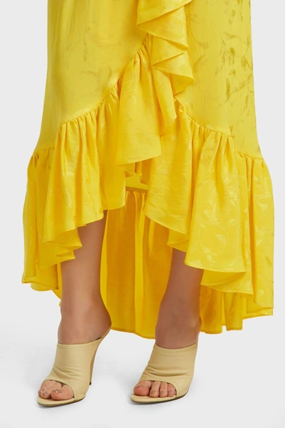 Shop Attico Ruffled Jacquard Skirt In Yellow