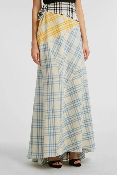 Shop Rosie Assoulin Cut And Paste Plaid Cotton Maxi Skirt In Multicoloured